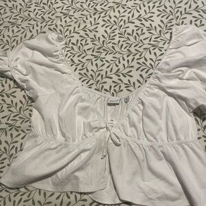 Aritzia Sunday Best White Flutter Top with Tie